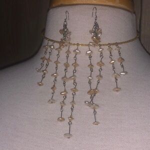 Express Wrap Around 9 Strand Beaded Choker w/ Matching Earrings